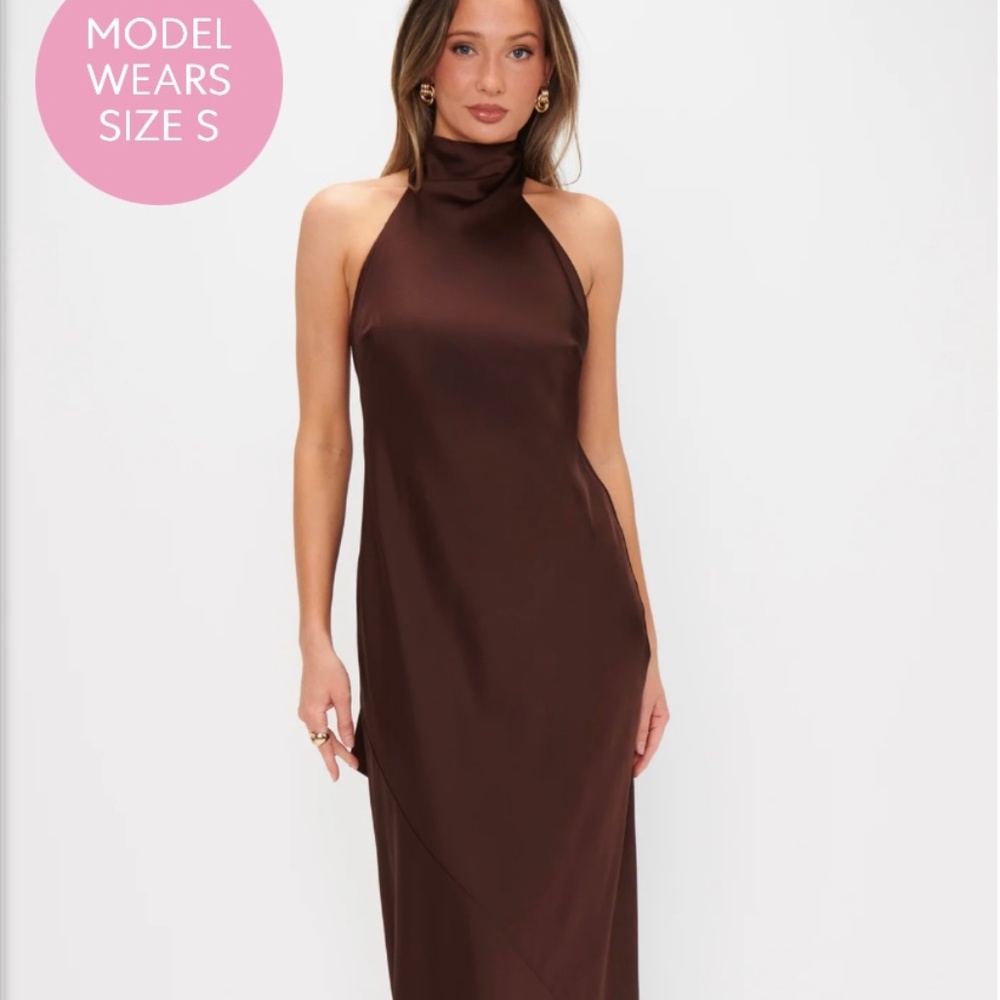 Dark Brown Satin Dress